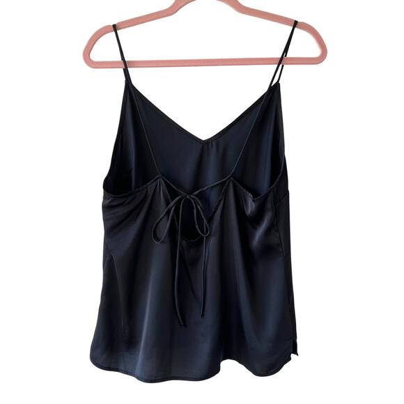 STARS ABOVE Black Satin Cami Tank Back Tie Womens M Y2K Going Out - Picture 2 of 5